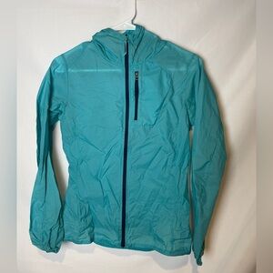 Patagonia PACKABLE Houdini Jacket Lightweight WINDBREAKER Teal Blue Hooded W XS